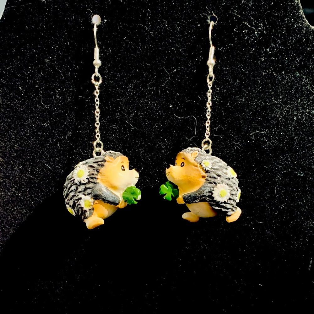 Handmade cute hedgehog earrings